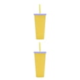 thumbnail image 3 of Injueey Vaso de paja de plástico de doble capa de Color caramelo, botella de agua de leche de café de estilo Simple, vasos esmerilados Type2 NO2, 3 of 6