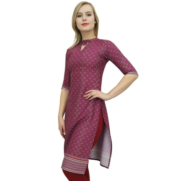 Bimba Women's Designer Burgundy Printed Tunic Top Sassy Kurta Festive Kurti-24