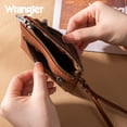 thumbnail image 5 of Wrangler Wallet for Women RFID-Blocking Floral Embossed Coin Purse Lightweight Wristlet Wallets, Brown, 5 of 7