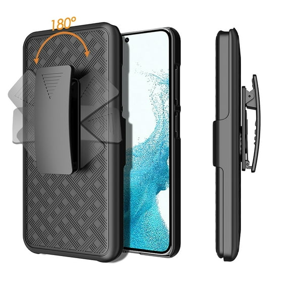 Allytech Samsung Galaxy S23 6.1" 5G Case with Belt Clip Holster, Heavy Duty Military Grade Drop Protective Case with 360° Rotating Stand (No Screen Protector) - Black