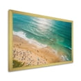 thumbnail image 2 of Designart "Aerial View Green Coastal Beach I" Beach Framed Wall Art Decor - Coastal Beige Beach & Ocean Hallway Framed Wall Art Decor, 2 of 6