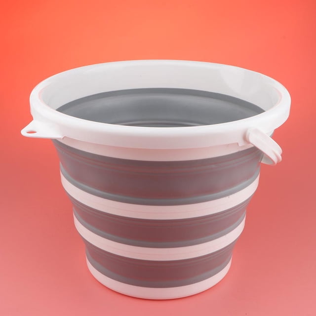 Recipiente De Almacenamiento De Agua De Cubo De De Autos De Pesca Plegable Al Aire Libre De 10L Premium Para De Autos, Lavandería, Riego gris Macarena Cubo de agua plegable al aire libre