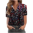 thumbnail image 5 of Kezqiaxn 4Th Of July Blouses for Women Dressy Casual Fashion Short Sleeve Collared Loose Button Down Shirt Womens Summer Tops, 5 of 6