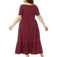 thumbnail image 4 of DARING DIVA Plus Size Short Sleeve Crew Neck Flowy Maxi T-Shirt Dress 1X Dark Red, 4 of 6