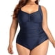 thumbnail image 1 of Traje de baño de una pieza Prolriy para mujer 2024, nuevo traje de baño para mujer, multicolor, con tirantes, sin espalda, liso, conservador, talla grande 1, traje de baño para mujer, azul marino M, 1 of 8