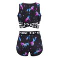 thumbnail image 2 of Yeahdor Girls 2Pcs Leaves Prints Rash Guard Juniors Cross Sash Tops with Shorts Swimsuit Black Horse 10, 2 of 7