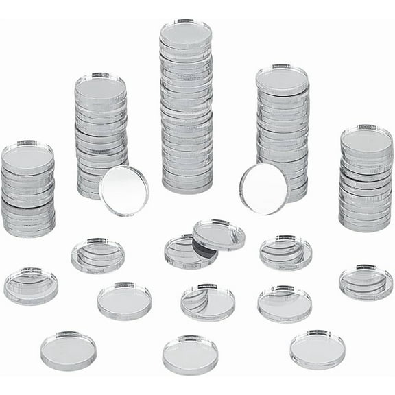 300 Pcs Mini Round Mirror Flat Acrylic Round Mirror Wall Stickers Self-Adhesive Circle Craft Tiles for Home Wall Decorations DIY Projects Supplies 0.45x0.06inch