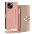 thumbnail image 2 of Nalacover Cover for iPhone 14 Plus, Zipper Wallet Purse Crossbody & Shoulder Metal Chain Women Handbag Credit Card Holder Ring Magnetic Clasp Kickstand Flip Leather For iPhone 14 Plus, Pink, 2 of 8