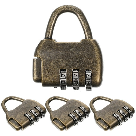 KAKOWELY antique combination lock 4Pcs Combination Lock Outdoor Combination Lock Padlock Retro Antique Style Combination Lock1.69"X1.42"X0.37"