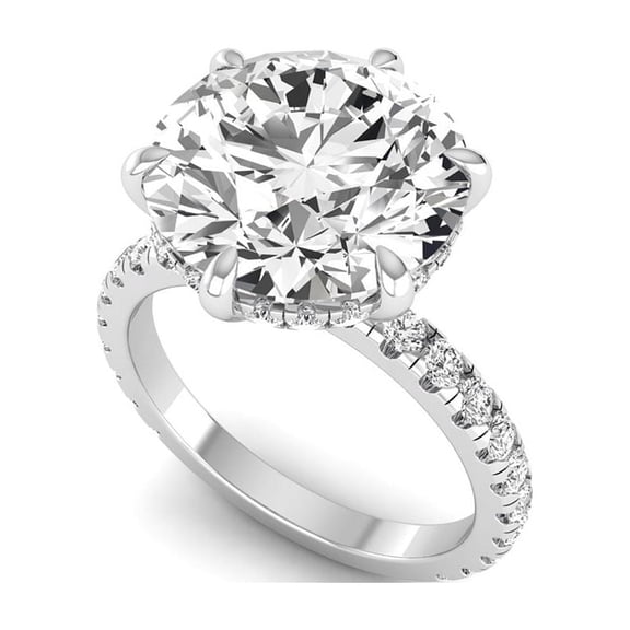 SHANTI JEWEL IGI Certified 6.75 Carat Round Lab Grown Diamond (6 Ct, F, VVS2) Hidden Halo 14K White Gold Wedding Engagement Ring For Womens 7 US