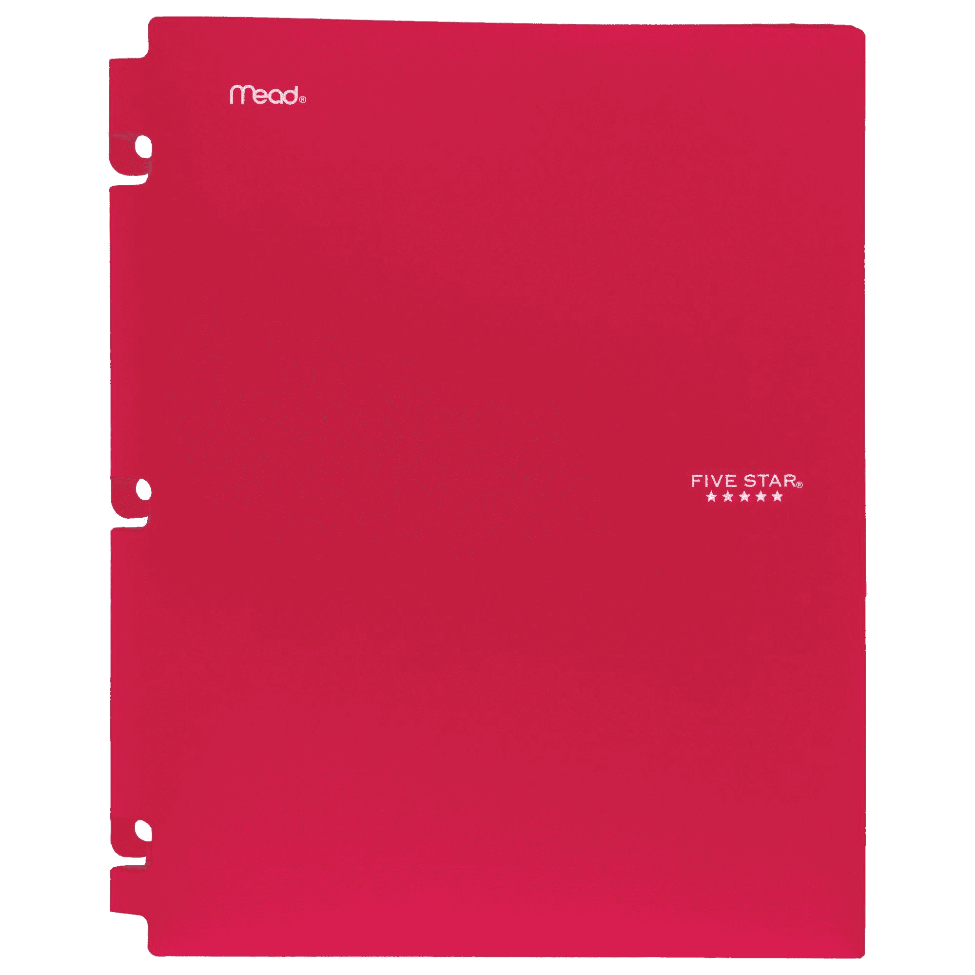 Five Star Snap-in Plastic Folder for Binders 2 Pocket, RED