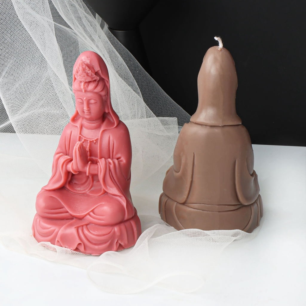 Geemin 3D Buddha Scented Candle Mold Silicone Mold for Candle Making Resin Epoxy Mould