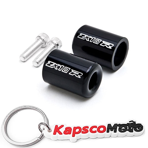 Krator Silver Bar Ends Logo Hand Grip Handlebar End Caps For 2003-2007 Kawasaki ZZR600
