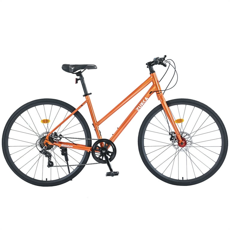 Road Hybrid Bike 28 inch 700C Wheels Road Bike with 7 Speeds Drivetrain Racing Bicycle Commuter Bike with Dual Disc Brakes Carbon Steel Frame Lightweight Adult City Bike for Men Women Walmart