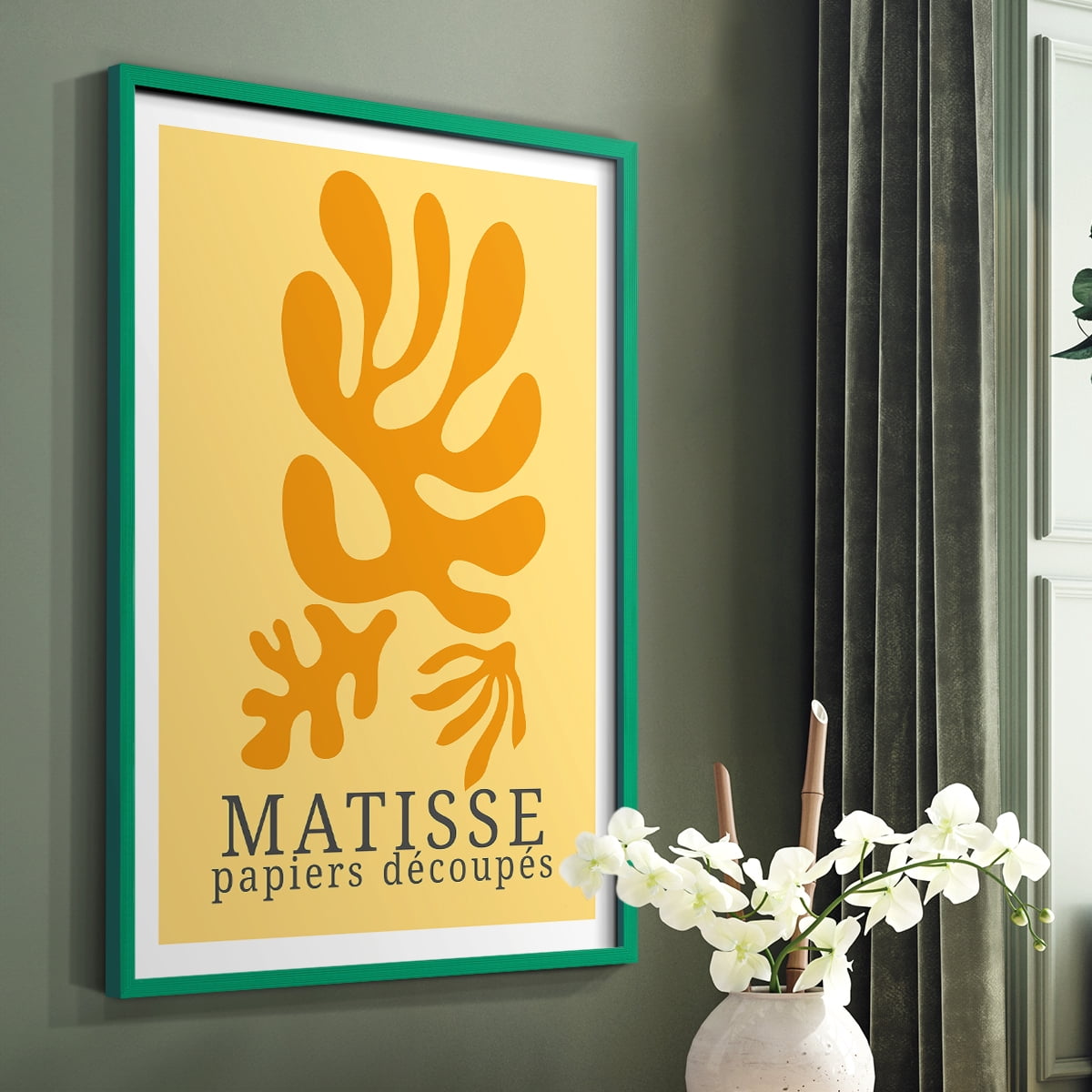 Matisse CCCLVIII in Green Solid Wood 16 x 20 Framed Print