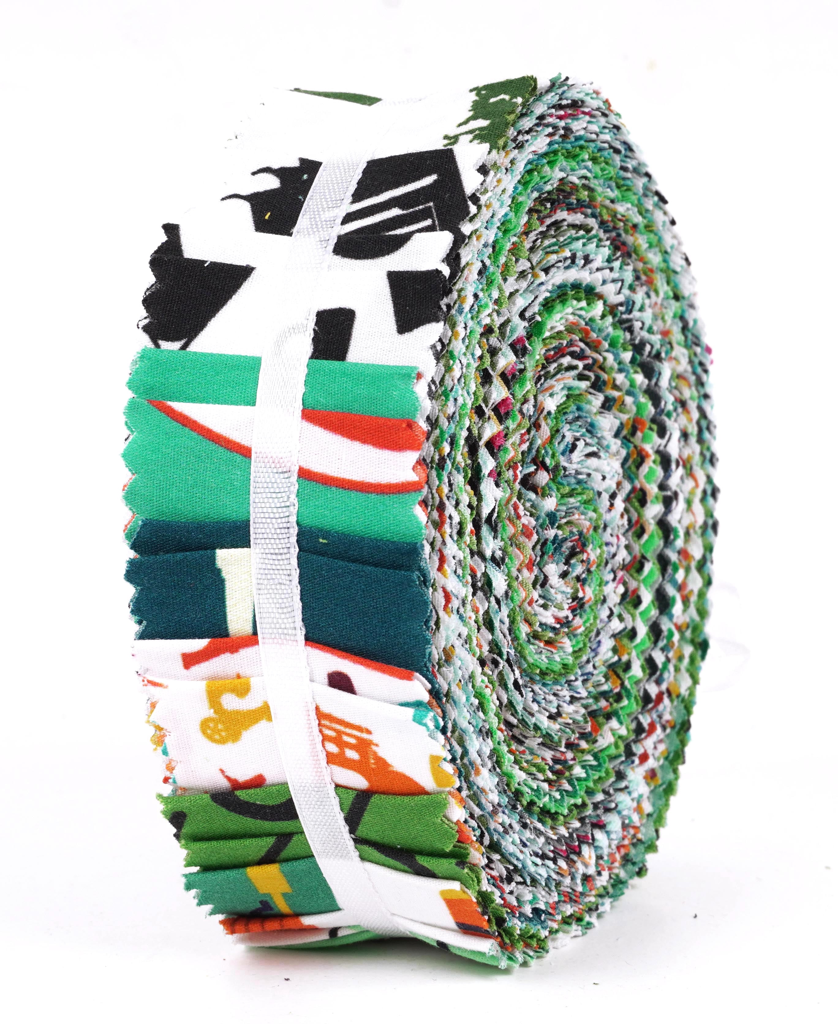 Soimoi 40Pcs Travel Print Precut Fabrics Strips Roll Up 1.5x42inches Cotton Jelly Rolls For Quilting - Multicolor