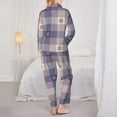 thumbnail image 5 of Bingfone Womens Pajama Sets Purple Floral Gingham Check Plaid Print,Long Sleeve Loungewear Pajamas Set-Large, 5 of 9