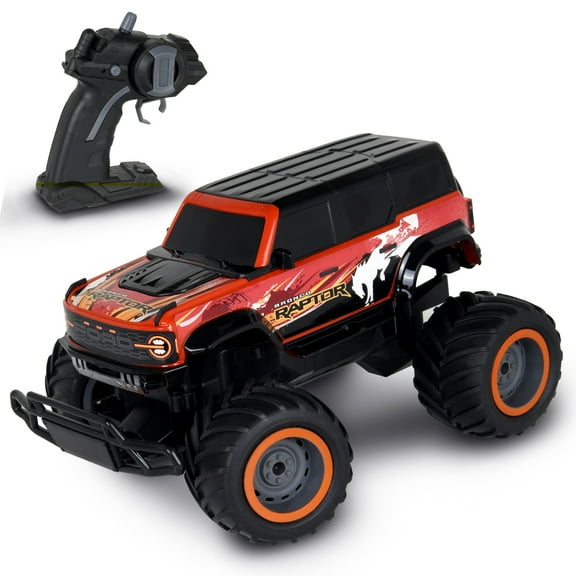 Mean Machines: RTR RC - Ford Bronco Raptor - Red - 2.4 Ghz High Performance for Donuts & Wheelies, Turbo Boost, Ready-To-Run Radio Controlled Vehicle