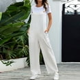 thumbnail image 4 of EHQJNJ Female Summer Rompers for Women 2024 Dressy Solid Jumpsuit Retro Casual Pocket Long Wide Leg Lace up Jumpsuit Black Jumpsuit for Women Petite Length Formal Womens Jumpsuit Dressy Winter, 4 of 5