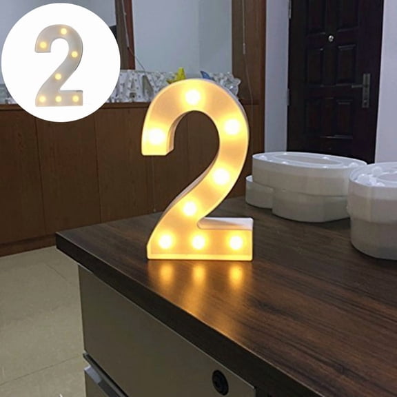 LED Light Up Marquee Number Sign Battery Operated Plastic Tabletop Lamp for Birthday Wedding Party Festival Home Wall Decor