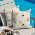 thumbnail image 2 of Throw Pillow Covers, White Daisy Farmhouse 16x16 Pillow Covers for Couch/Sofa/Bed, Garden Floral Honeybees Vintage Decorative Square Linen Cushion Pillowcase for Home Decor, 2 of 9