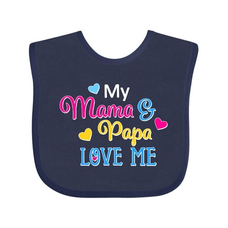 

Inktastic My Mama and Papa Love Me with Hearts Gift Baby Boy or Baby Girl Bib