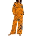 thumbnail image 2 of WXLWZYWL Fall Winter Saving Clothes for Women Women's Casual Suits Pajama Set 2PC Sleepwear Casual Halloween Spider Web Printed Long Sleeve Crew Neck Top and Pants Suit Pajama Set, 2 of 5