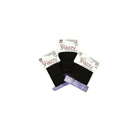 Hair Elastics by Snazzy, Black, 3 Style Variety Pack, Thin, Thin & Long, Thick & Long, Painless Pony Tail Holders, Yoga Twist 70
