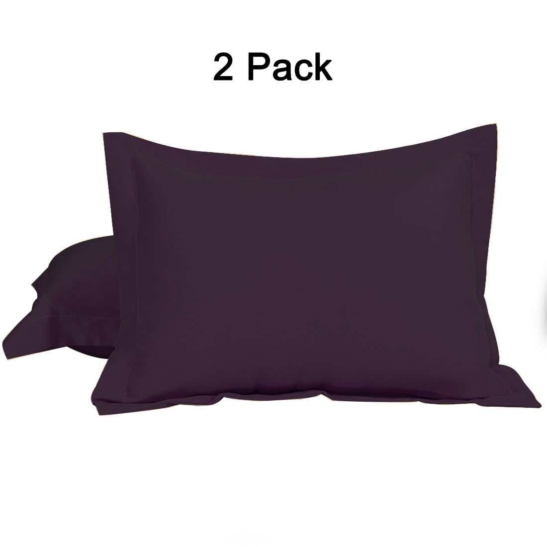 2 Pack Pillow Shams 1800 Microfiber Oxford Pillowcases Eggplant Standard(20x26inch)