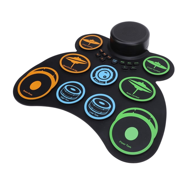 Almohadilla De Batería Electrónica, Pedales De Batería, Baquetas, Almohadilla De Práctica De Batería Con Conector Para Auriculares, 9 Almohadillas Para Exteriores Para Niños