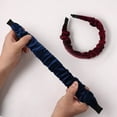 thumbnail image 3 of Vintage Women Solid Color Pleated Velvet Headband Hair Hoop Headwear Accessory, 3 of 6