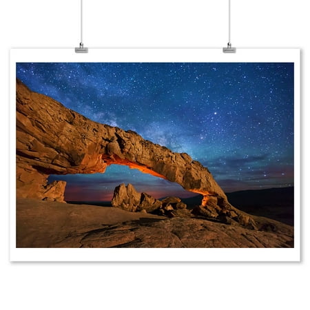 Grand Staircase Escalante National Monument, Utah - Arch under Milky Way - Lantern Press Photography (9x12 Art Print, Wall Decor Travel (Best Way To See Grand Staircase Escalante)