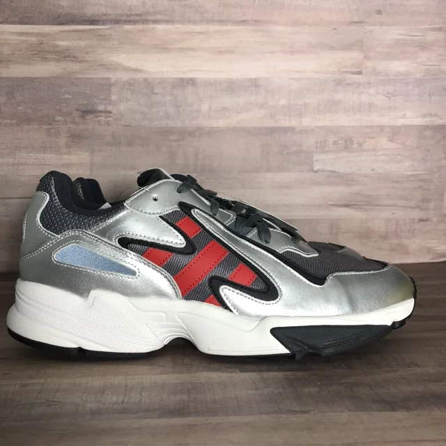 Ad-id-as Yung-96 Chasm Grey Red Silver Running Shoes EE7240 Men's Size 10 Retro