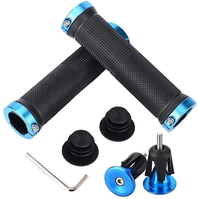 Empuñadura de manillar de bicicleta, agarre de manillar de goma antideslizante con bloqueo de aluminio, manillar de bicicleta para bicicleta de montaña y carretera con manillar de bicicleta Feliz Sencillez