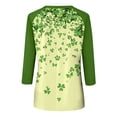 thumbnail image 5 of Dwralegc St. Patricks Day Shirts for Women Cute Plus Size Funny 3/4 Sleeve Shamrock Printed Irish Clover Graphic Tee Round Neck Lucky Saint Patrick's Casual Blouses Tunic Tops Beige 3XL, 5 of 5