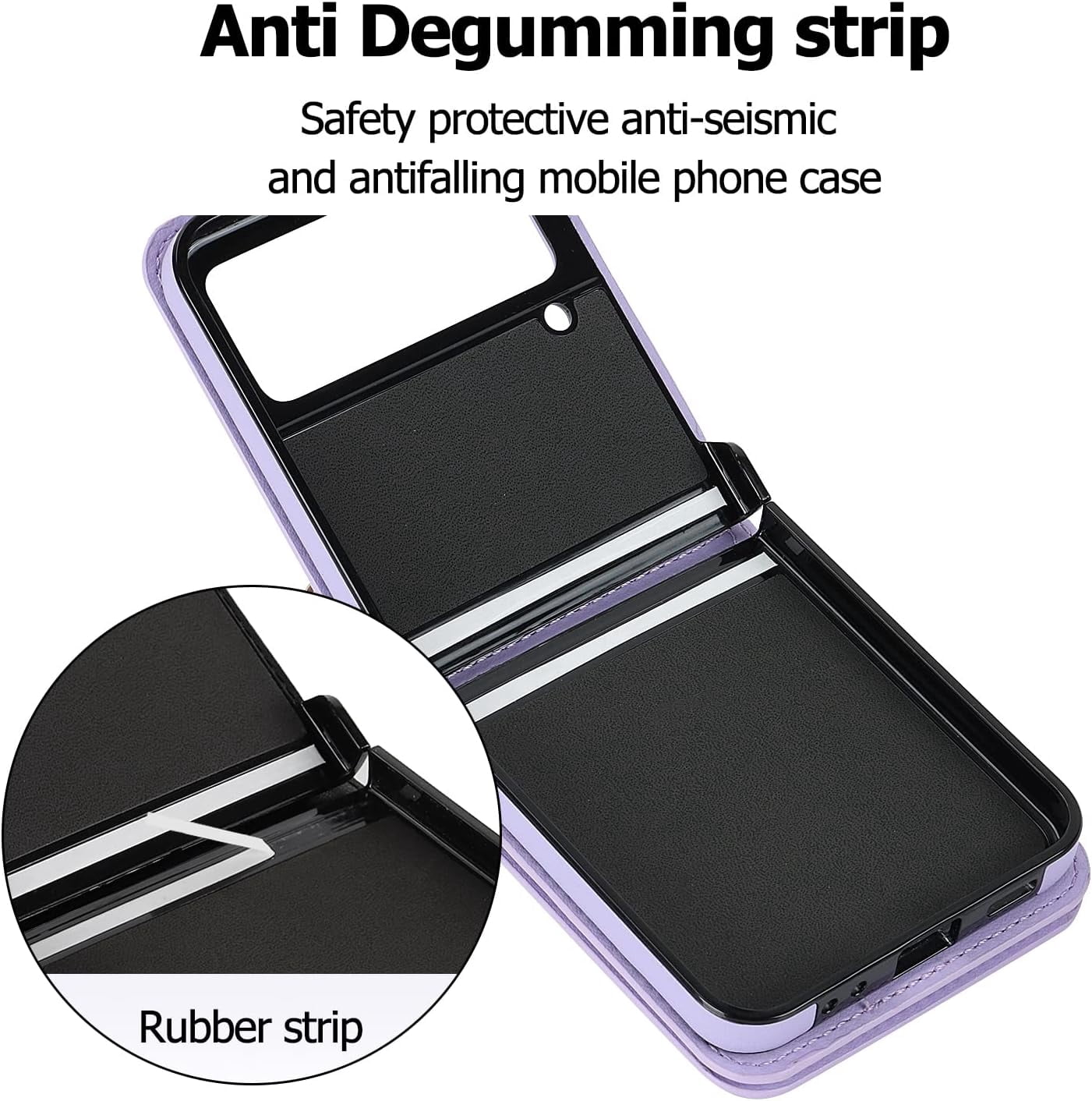Phone Case for Samsung Galaxy Z Flip 3 5G 2021 Wallet Cover with Credit Card Holder Zipper Slot Crossbody Strap Lanyard Leather Stand Cell Accessories ZFlip3 Z3 Flip3 3Z Women Girls Purple