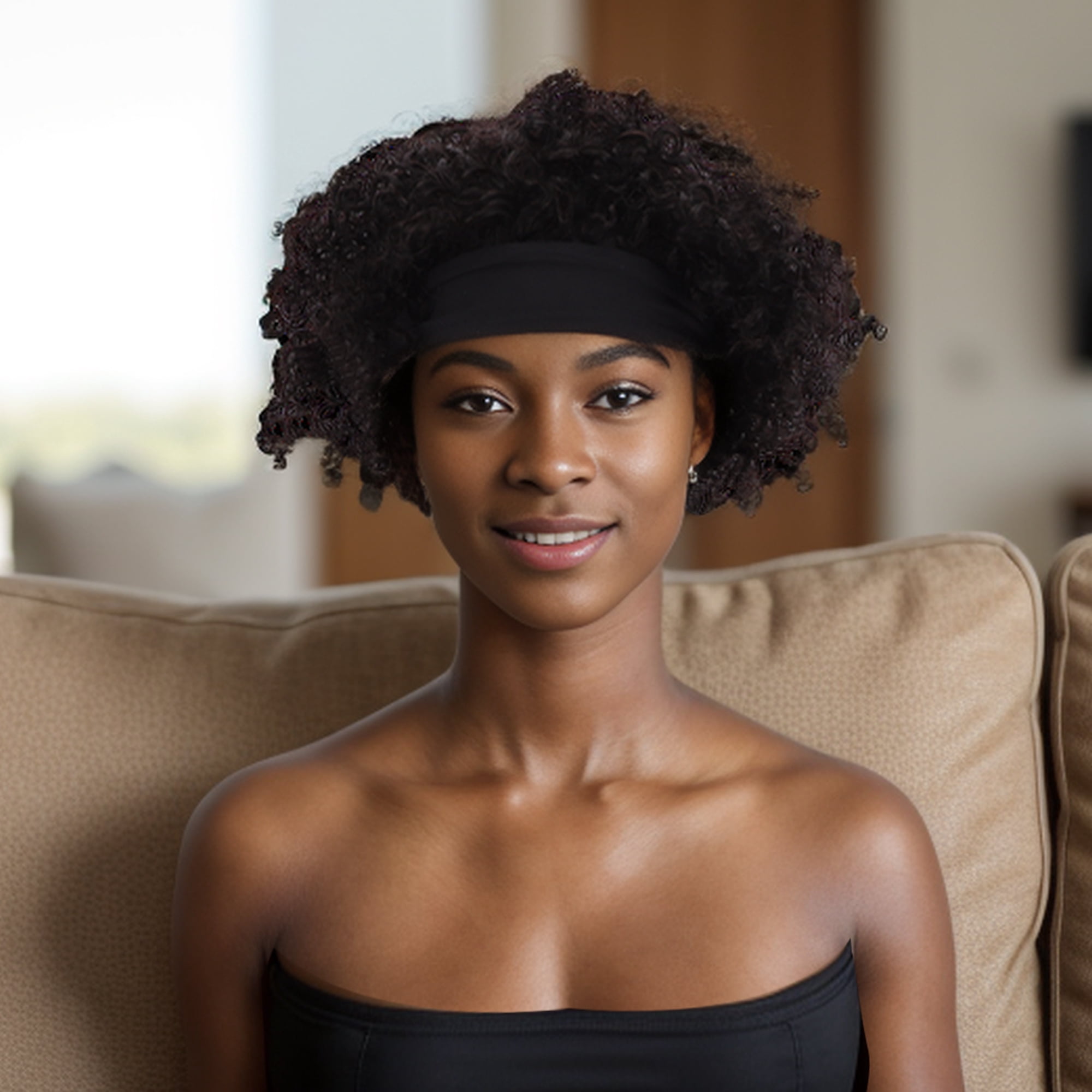 Unique Bargains 1 Pc Medium Wave Curly Short Hair Hair Wig Real Human Hair 6in Human Wig Black for Women
