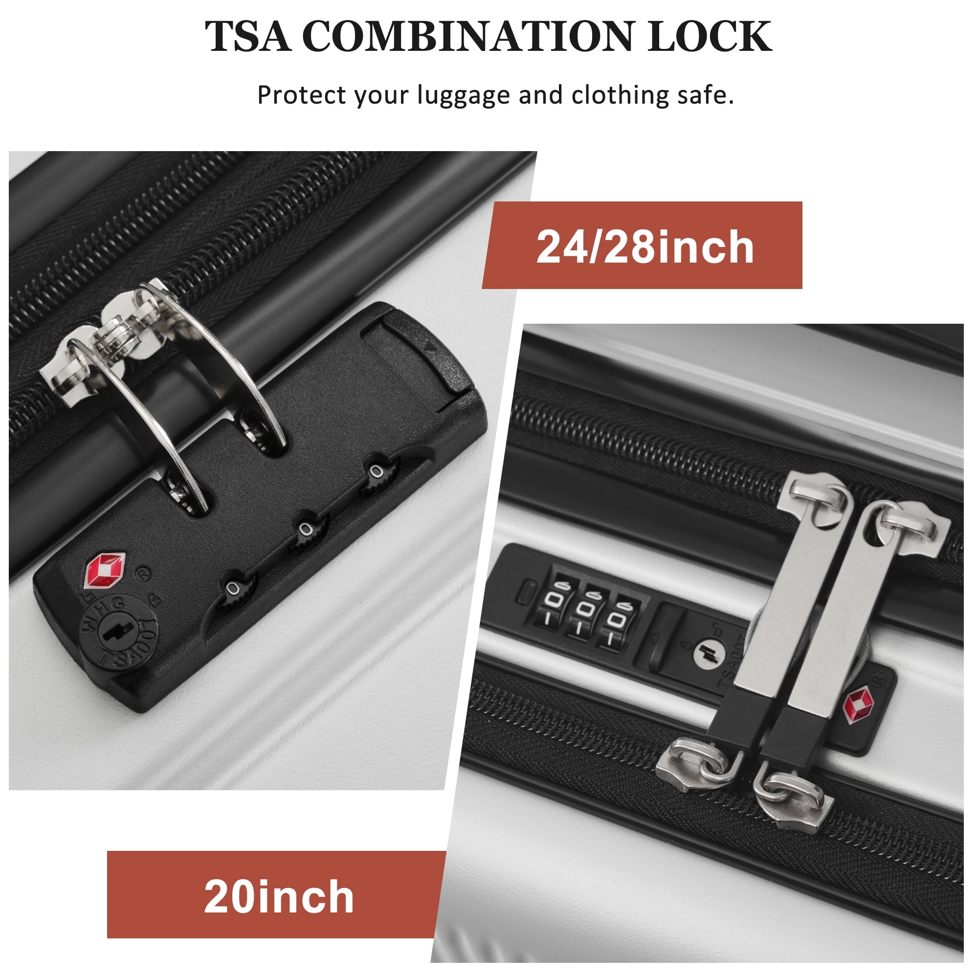 Euroco 5 Piece Luggage Sets, 20" Carry-On Luggage with Half-Opening & USB Port, 20/24/28inch Lightweight Travel Suitcase Set with TSA Lock, Double Spinner Wheels & 2 Travel Duffel Bags,Silver