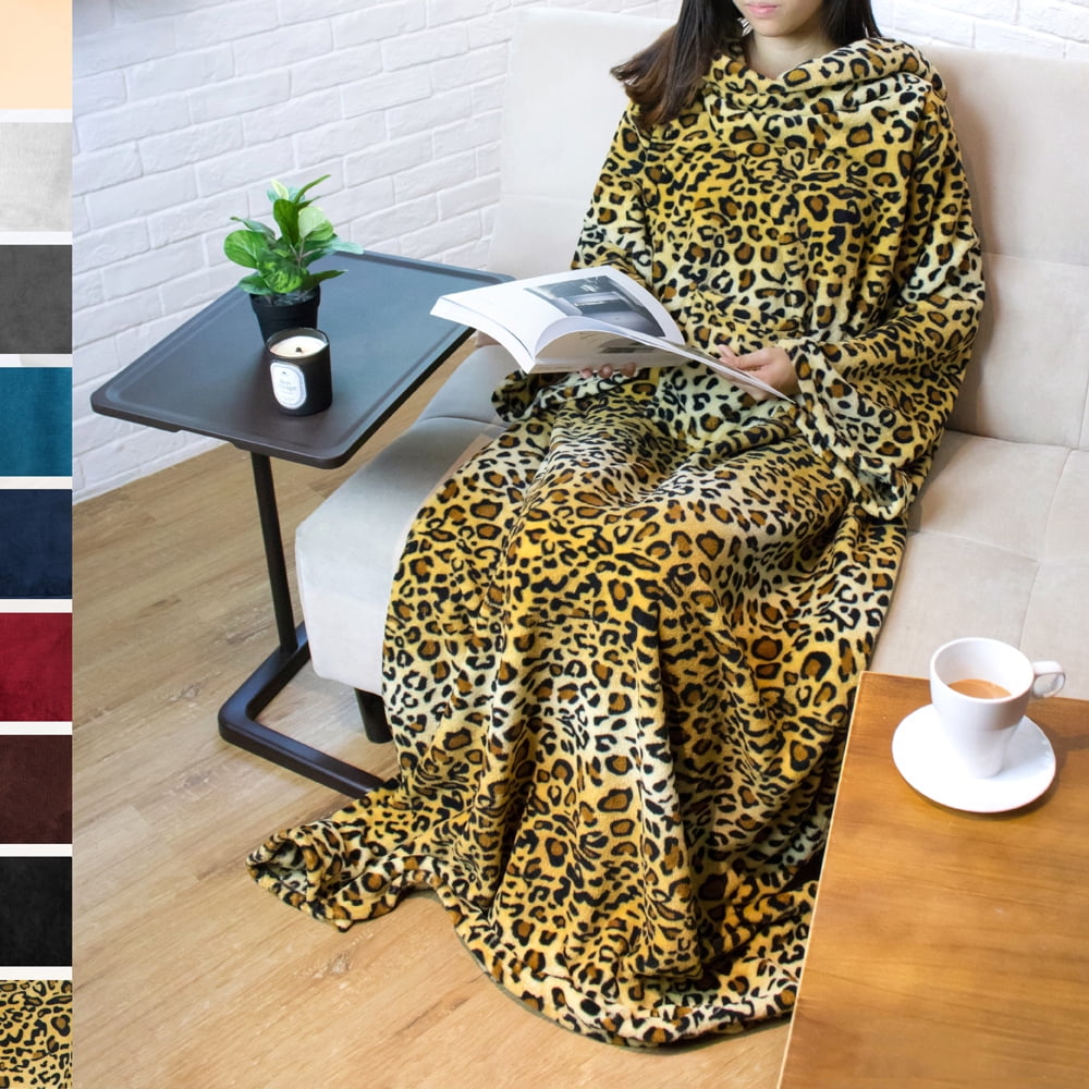 Premium Fleece Blanket with Sleeves for Adult, Women, Men Warm, Cozy