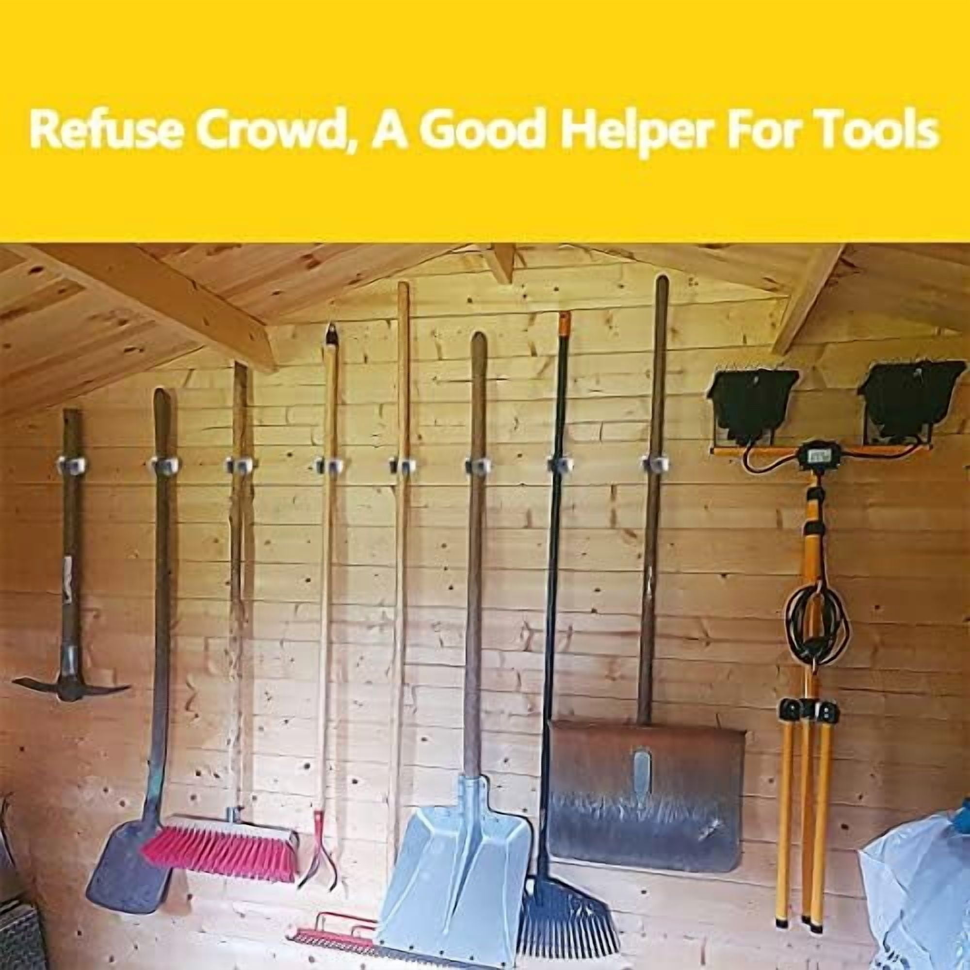 15 Pack Broom Holder Wall Mount, Mop and Broom Holder Wall Mount, Stainless Steel Command Broom Holder with Screws, Garden Tool Storage Organizer for Kitchen, Home, Bathroom, Garage, Grey