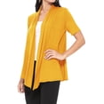 thumbnail image 2 of Women's Casual Short Sleeve Draped Open Front Solid Cardigan, 2 of 5