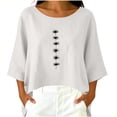 thumbnail image 6 of YuXingFu Cotton Tops for Women Crew Neck A-Line Split Hem 3/4 Sleeve for Casual Plus Size Blouses Dressy White S, 6 of 7