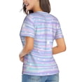 thumbnail image 3 of Vsdgher Striped Gradient Women Shirts V Neck Short Sleeve Tops T-Shirt Basic Tees, S to 3XLSmall, 3 of 5