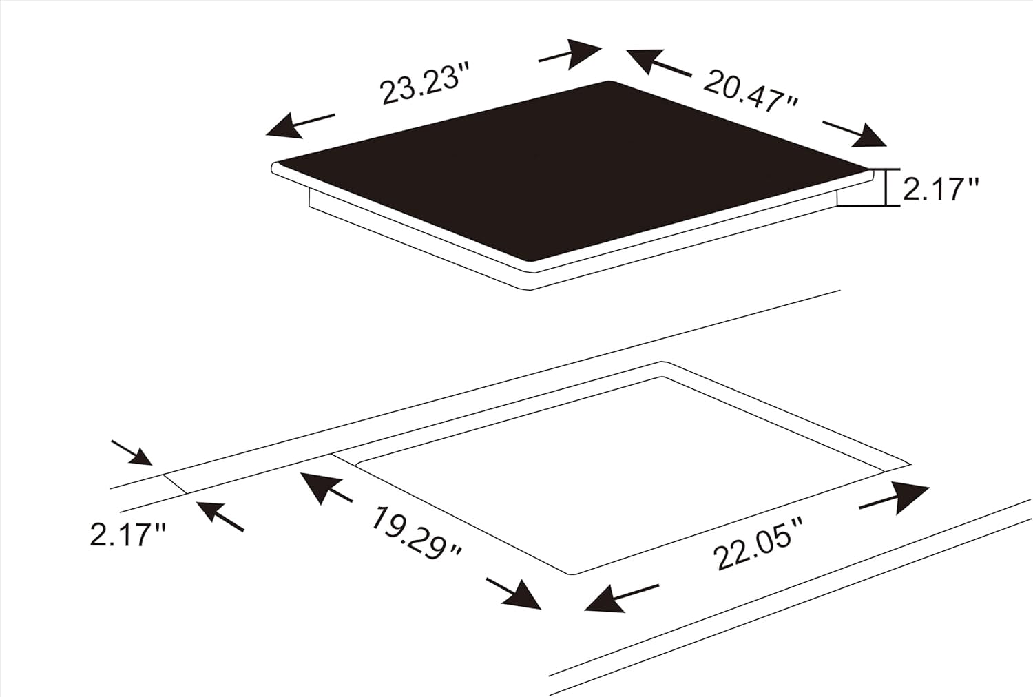 K&H 3 Burner 24 Inch Built-in Induction Electric Stove Top Ceramic Cooktop Touch Control 240V 6000W IN24-6803TB