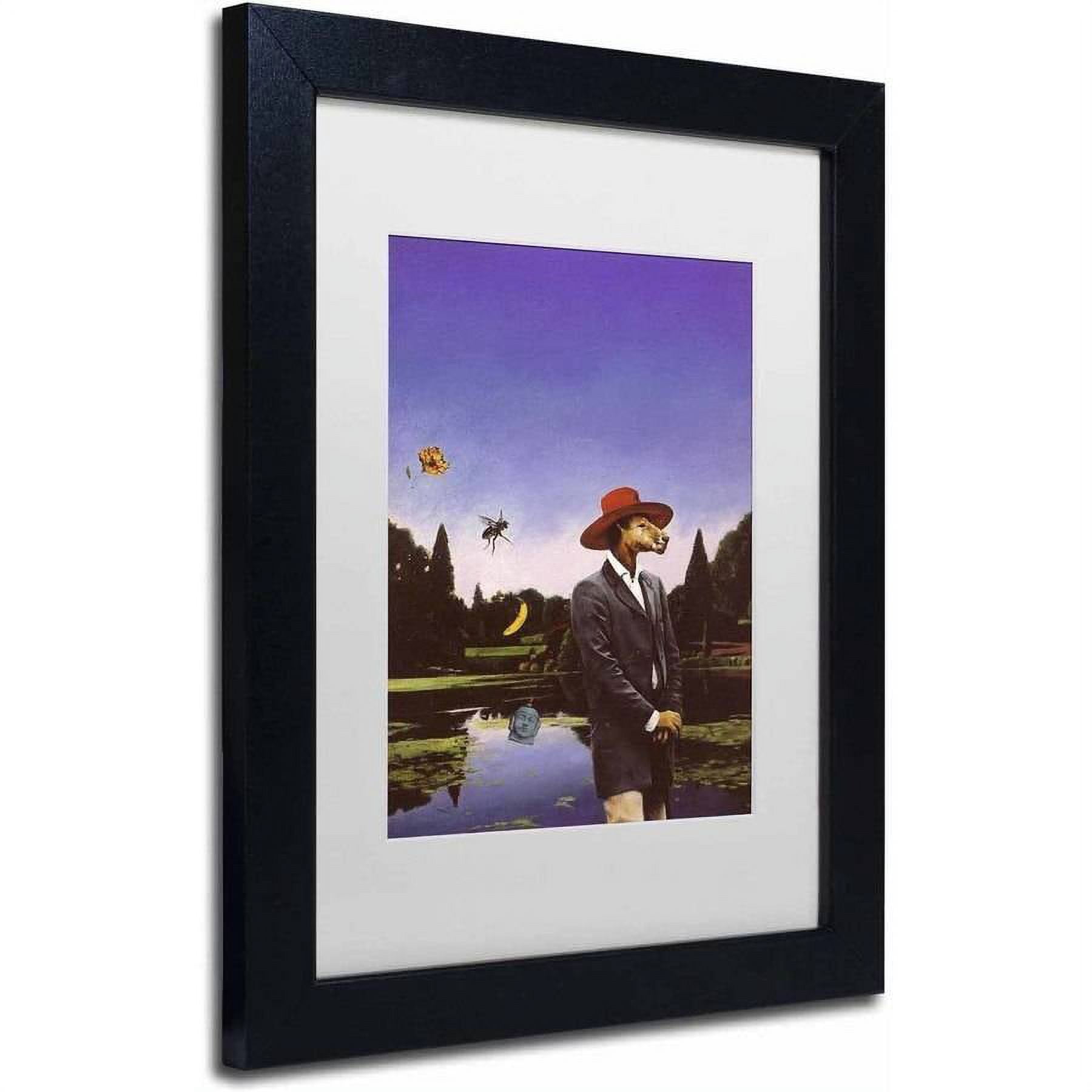 Trademark Fine Art 'Kangaroo Hat' Canvas Art by Nick Bantock, White Matte, Black Frame