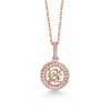 Gem Stone King 18K Rose Gold Plated Silver Pendant with Chain Morganite Created Moissanite GH (0.85 Cttw)