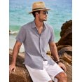 thumbnail image 4 of Camisa de lino para hombre COOFANDY, manga corta y botones, 4 of 5