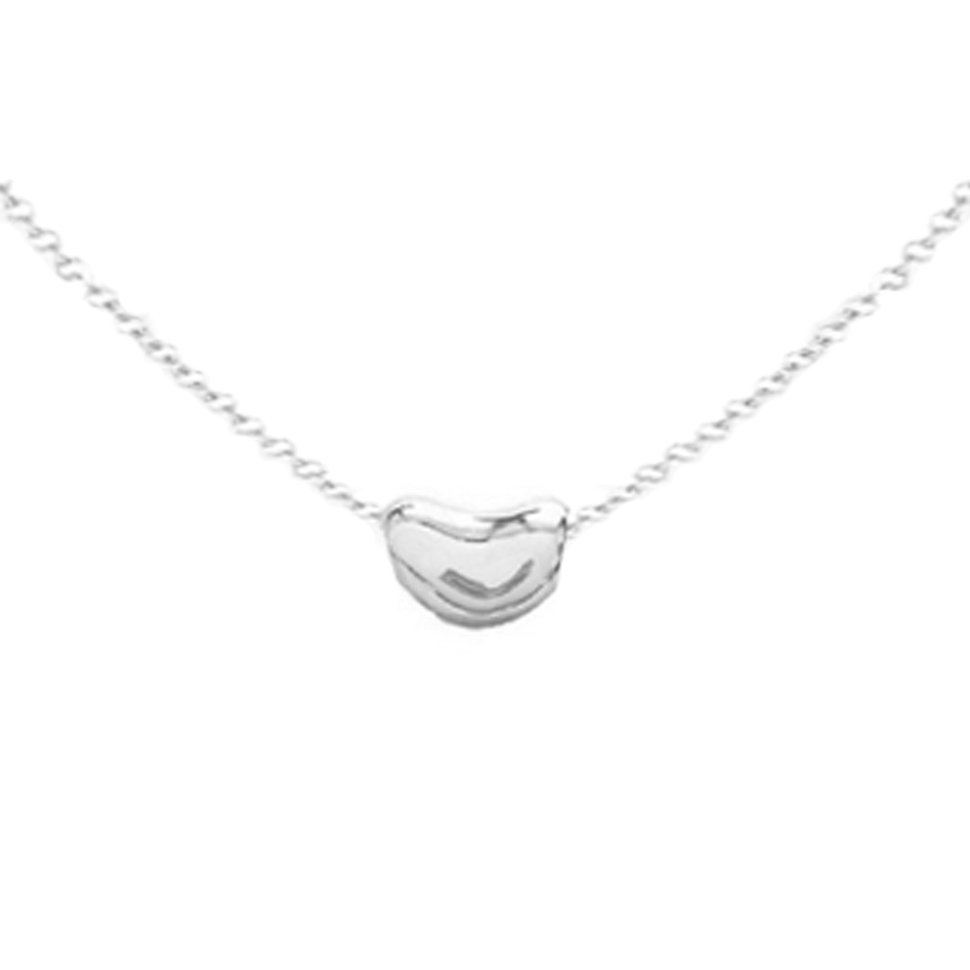 Sterling Silver Kidney Bean Pendant Charm Necklace 18 Inches