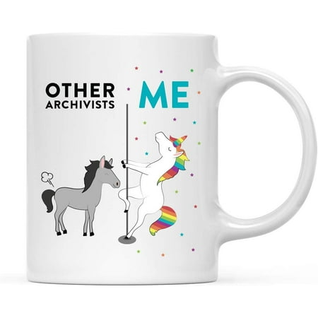 

CTDream Funny Quirky 11oz. Ceramic Coffee Tea Mug Thank You Gift Other Archivists Me Horse Unicorn 1-Pack Birthday Christmas Gift Ideas Coworker Him Her Gift Box