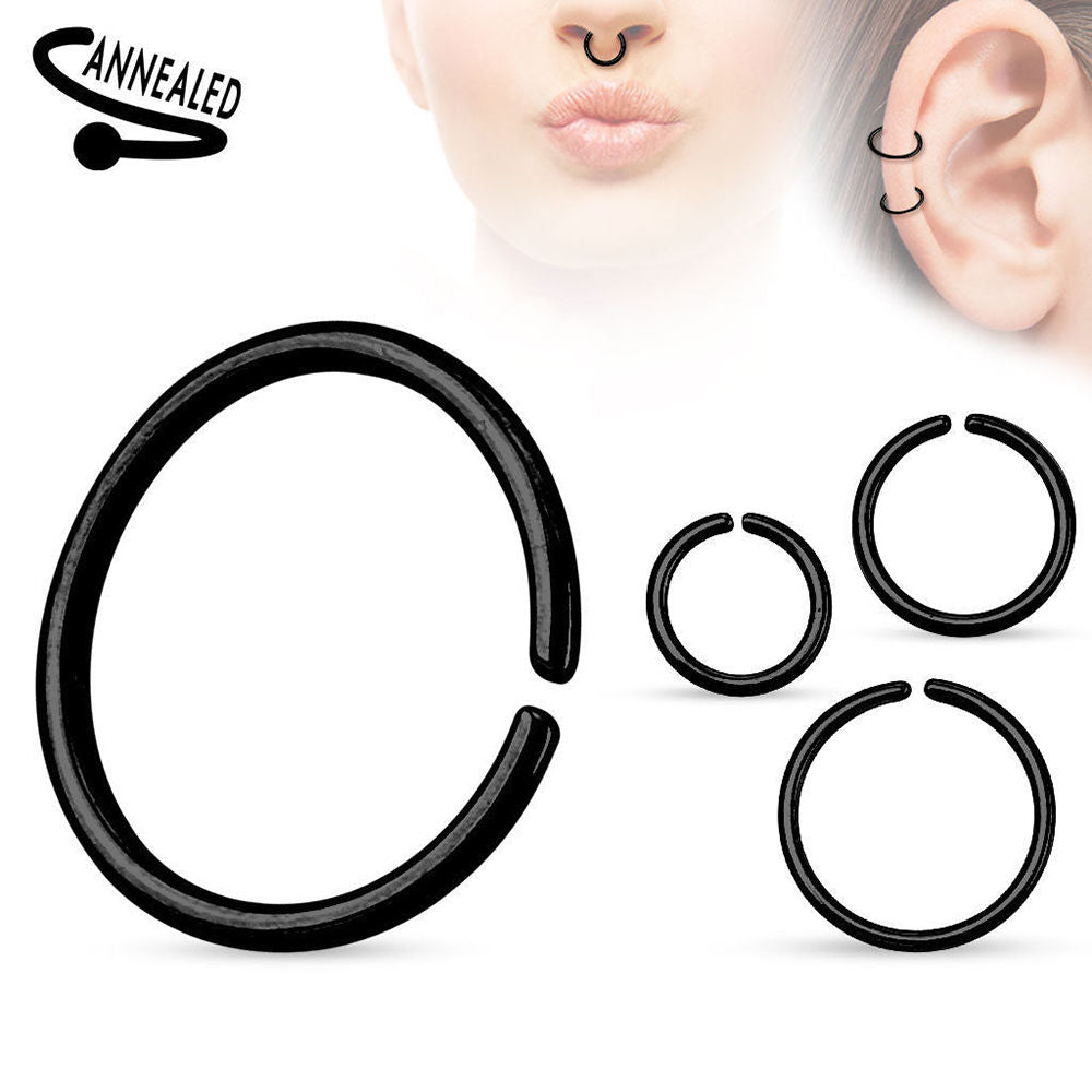Seamless Piercing Rings Bendable Anodized Steel Multiple Colors 20G 18G 16G